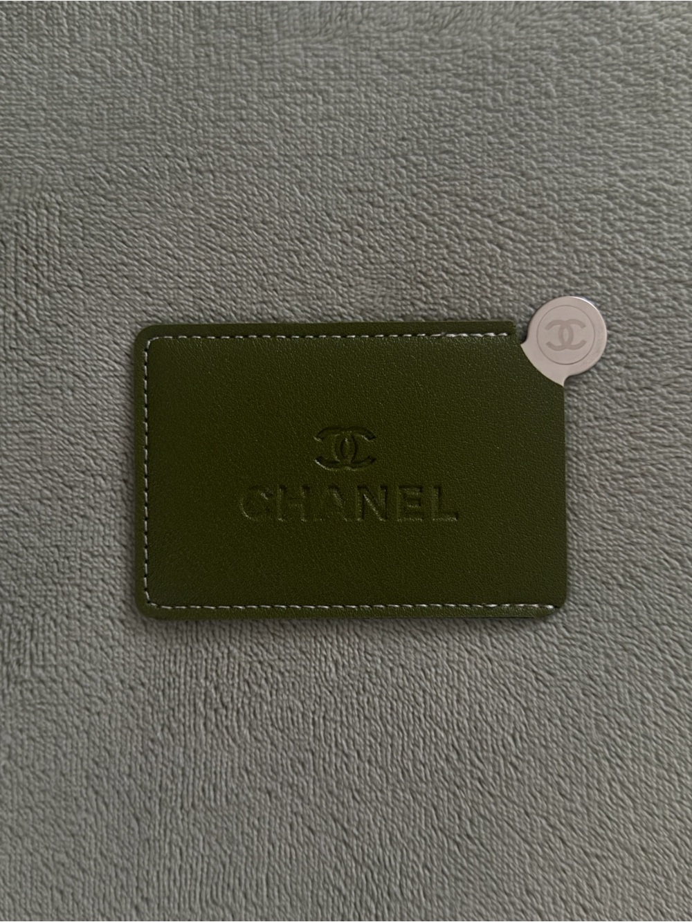 Chanel Olive Green Leather Mirror/Card Holder